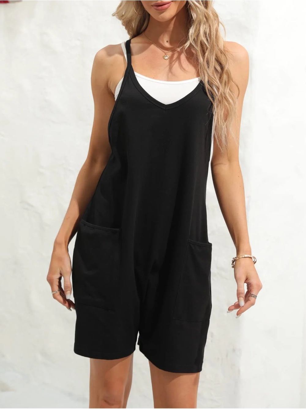 AUTOMET S New Black Loose Fit Shorts Romper